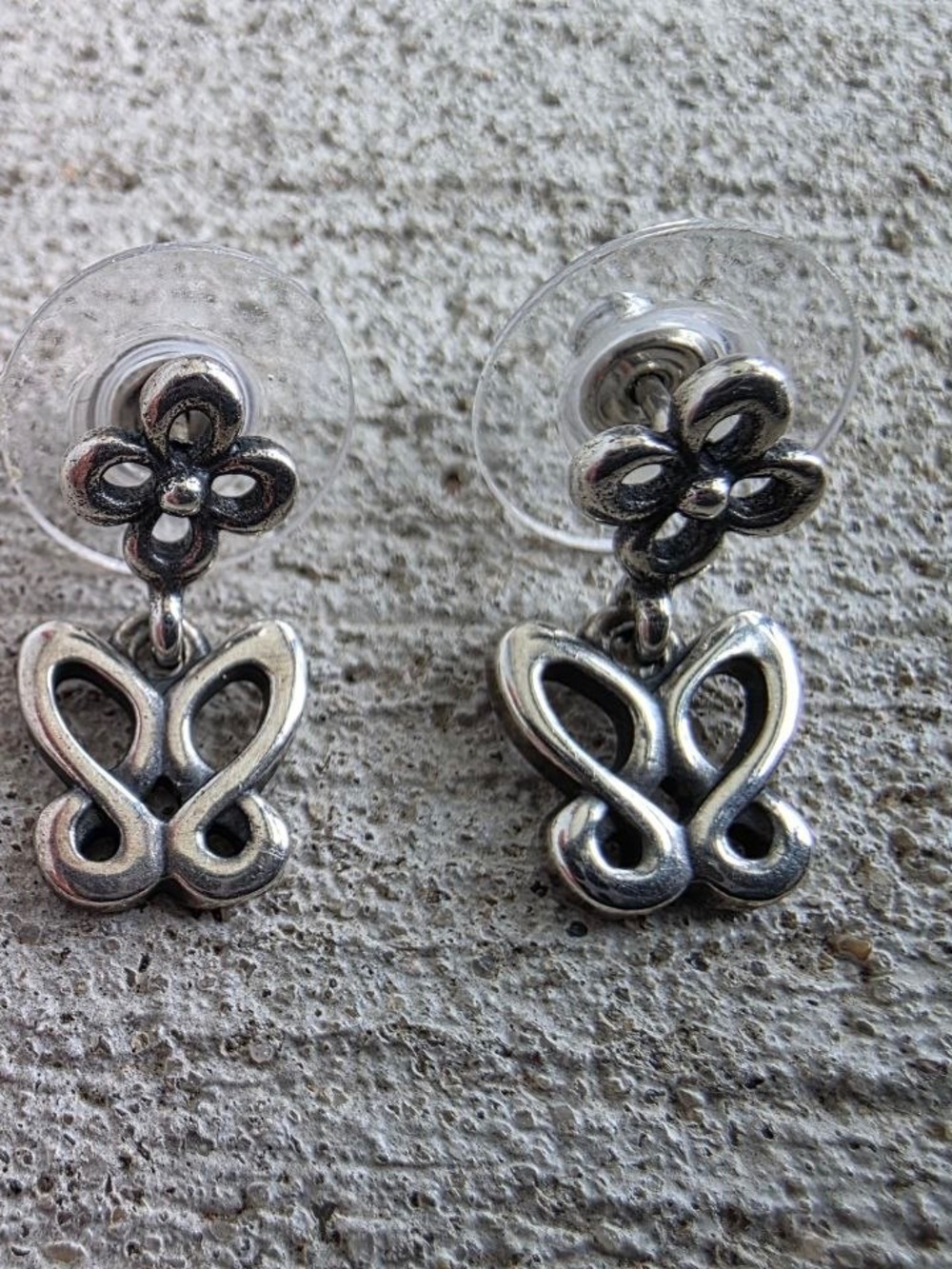 Vintage Avery Sterling Silver 925 Butterfly Dangle Earrings Floral Post Earrings